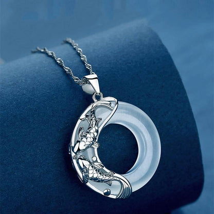 White Jade Koi Fish Necklace