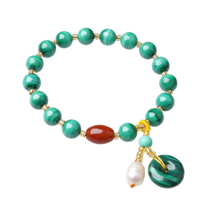 Malachite Red Agate Charm Bracelet