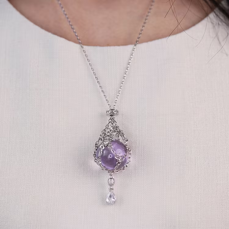 Natural Crystal Pouch Necklace