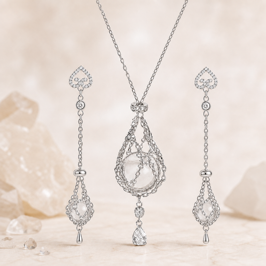 Captured Light Crystal Jewelry Set | 925 Sterling Silver