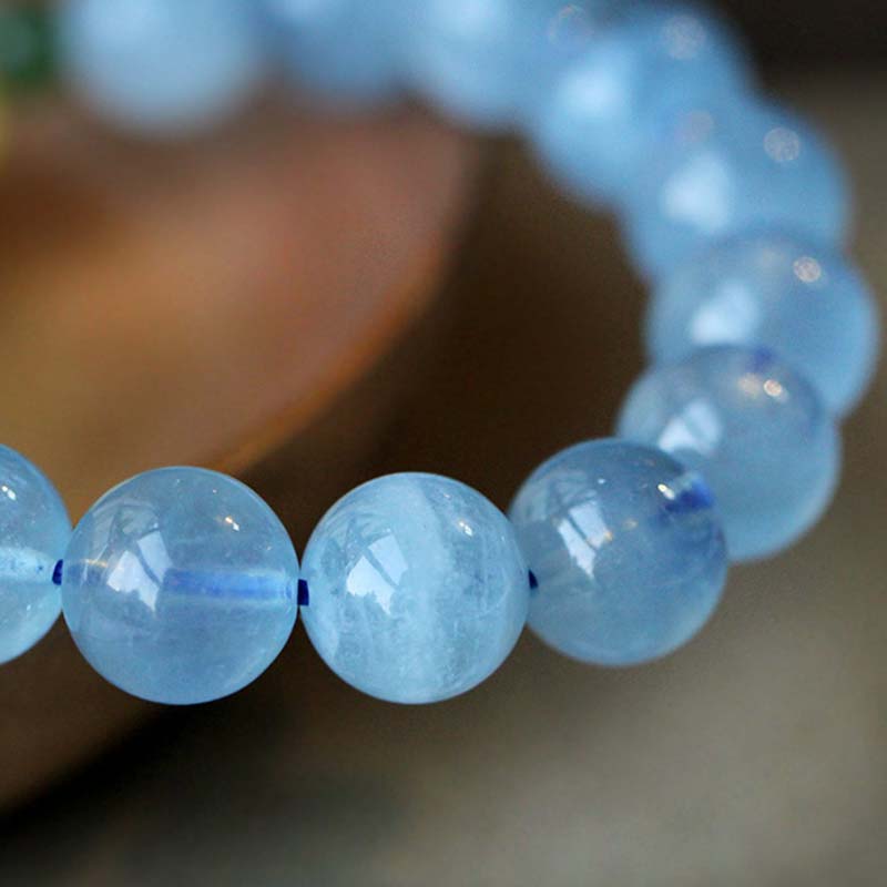 Aquamarine Amber Bead Bracelet