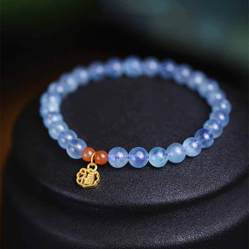 Aquamarine Red Agate Charm Bracelet by Worn Within