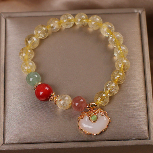 Citrine White Jade Quartz Charm Bracelet