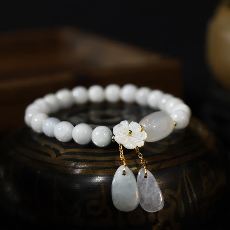 White Jade Bead Bracelet
