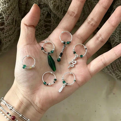 Emerald Arcana Wizard-Inspired Single Hoop Earring | S925 Silver