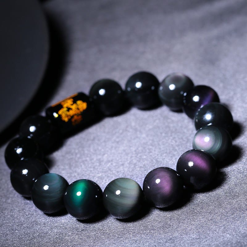 Rainbow Obsidian Bead Bracelet