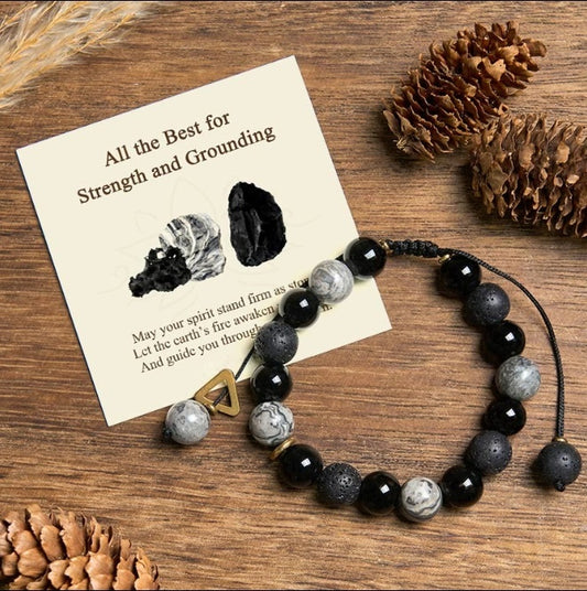 Black Obsidian Lava Rock Bracelet by Worn Within