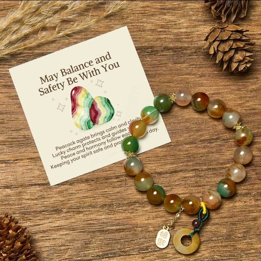 Peacock Agate Bead Bracelet by Worn Within