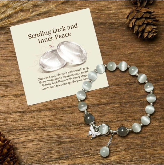 Cat's Eye Moonstone Butterfly Bracelet by Worn Within
