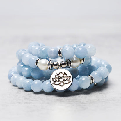 108 Beads Aquamarine Mala Bracelet