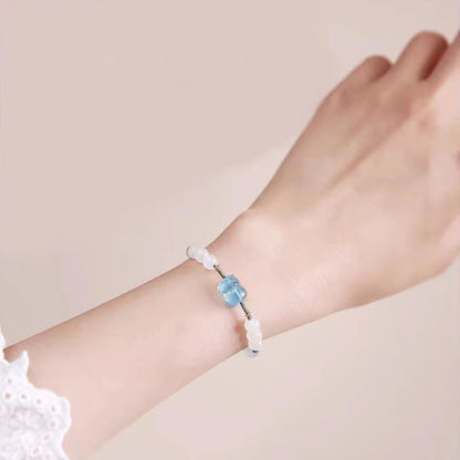 Aquamarine Pixiu Hetian White Jade Bracelet