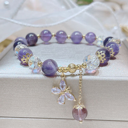Amethyst Butterfly Charm Bracelet