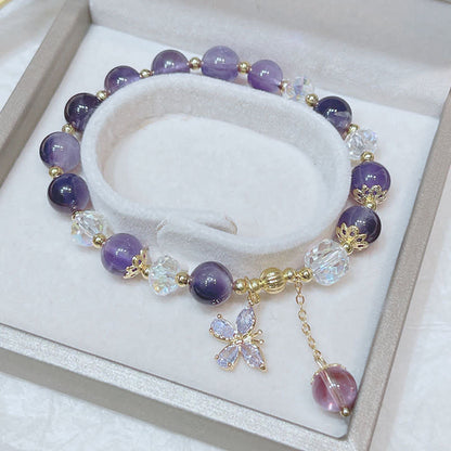 Amethyst Butterfly Charm Bracelet