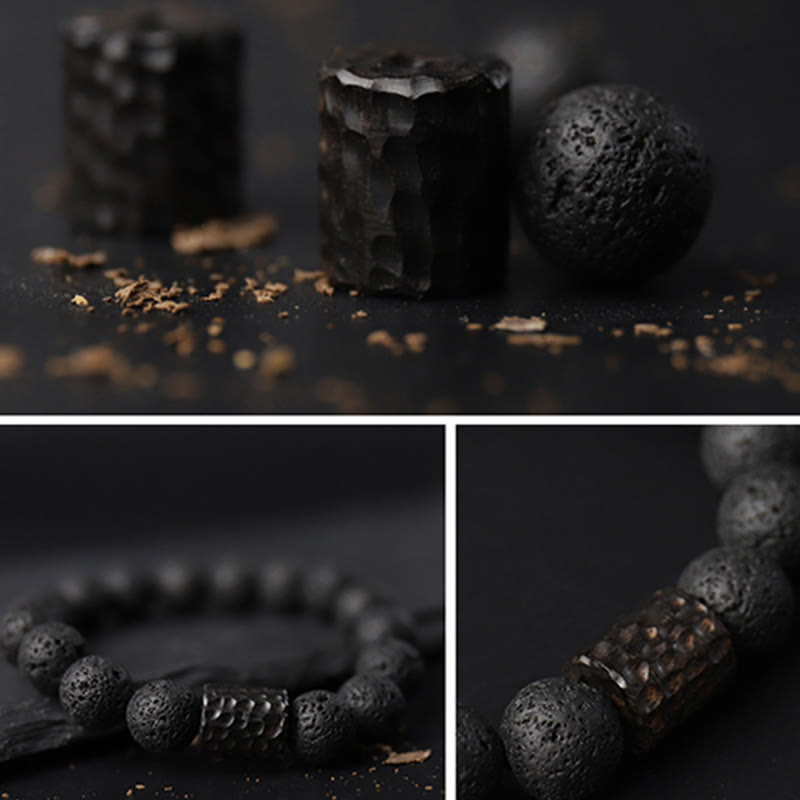 Lava Rock Ebony Wood Tiger's Eye Bracelet