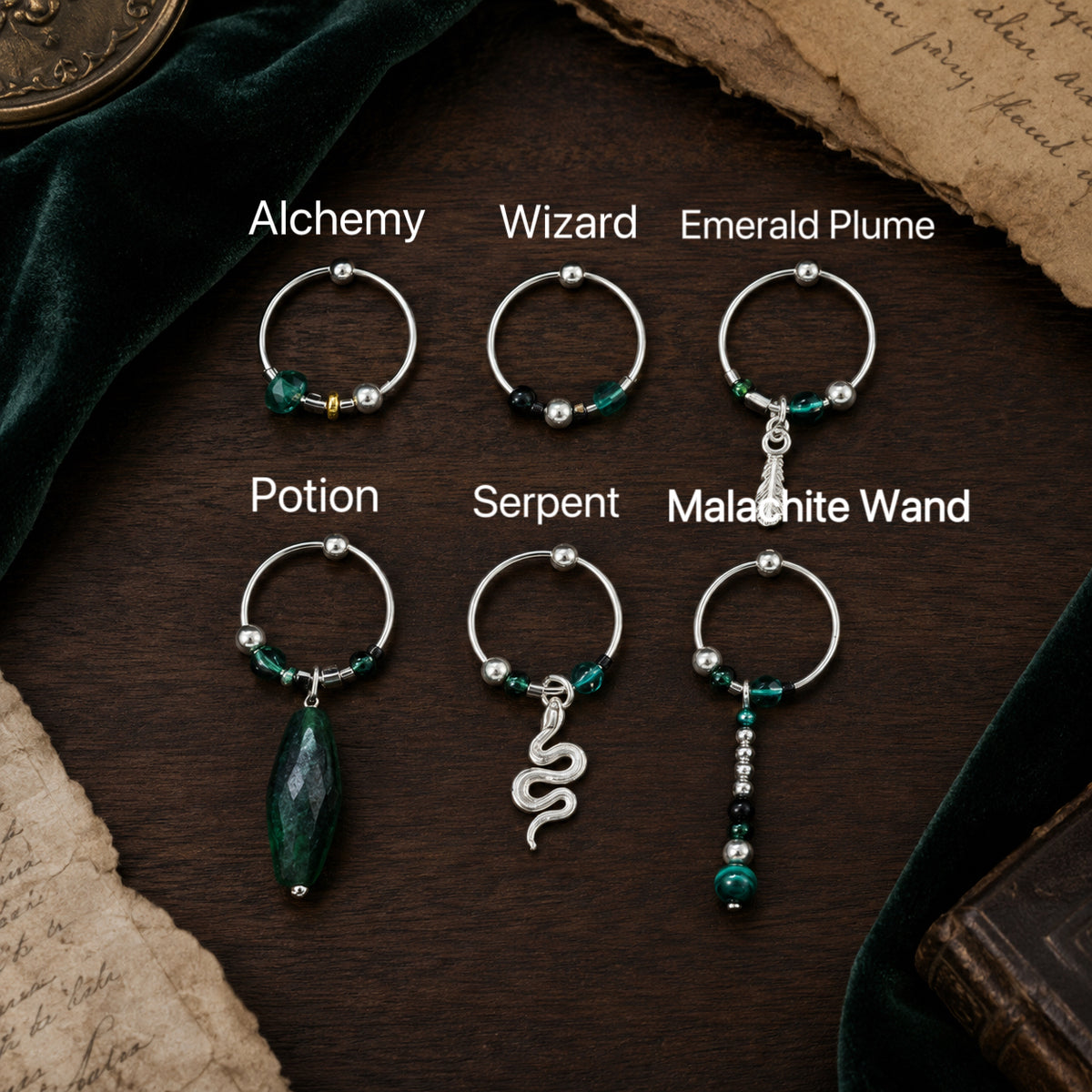 Emerald Arcana Wizard-Inspired Single Hoop Earring | S925 Silver