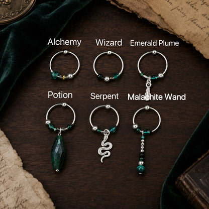 Emerald Arcana Wizard-Inspired Single Hoop Earring | S925 Silver