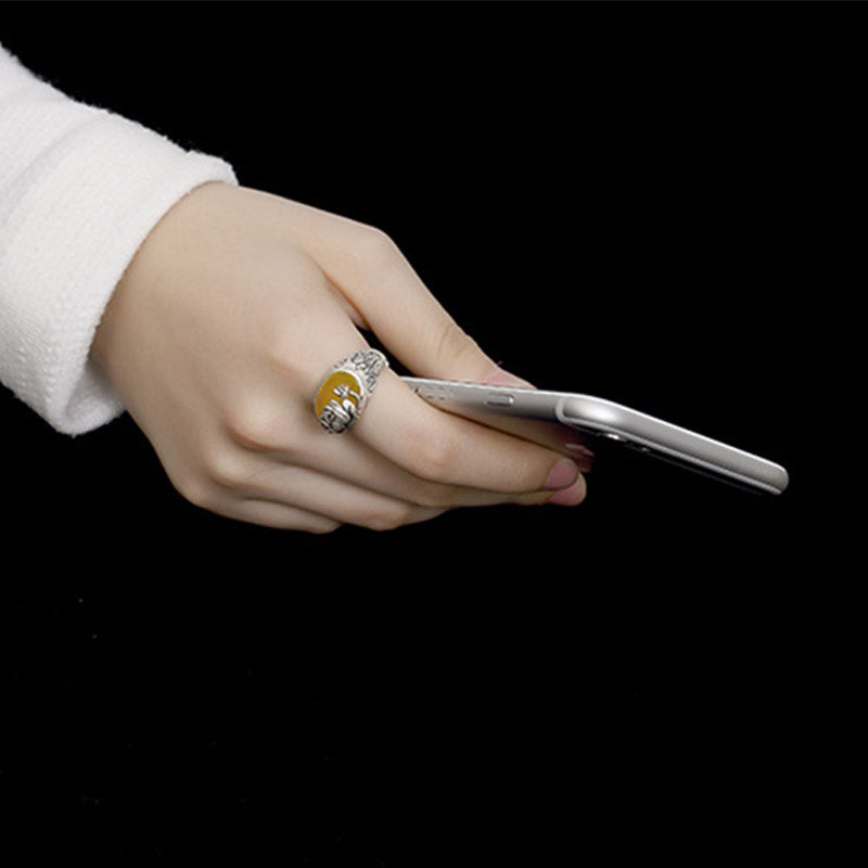 Citrine Lotus Adjustable Ring