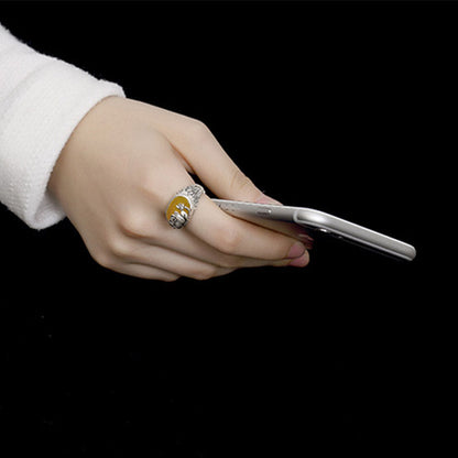 Citrine Lotus Adjustable Ring