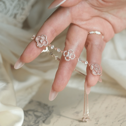 "Sakura Blossom Promise" Jewelry Set | Necklace, Bracelet, Ring, 925 Sterling Silver