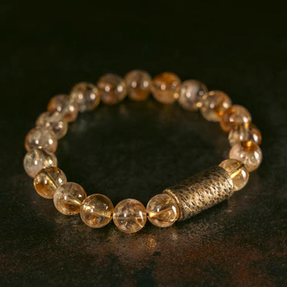 Citrine Brass Bead Bracelet