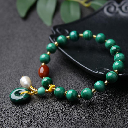 Malachite Red Agate Charm Bracelet