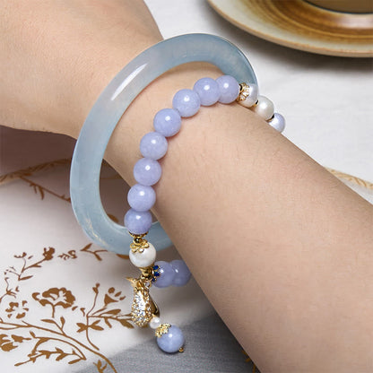 Aquamarine Jade Bracelet and Bangle Set