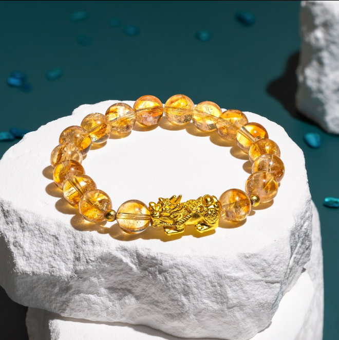 Citrine Pixiu Bead Bracelet