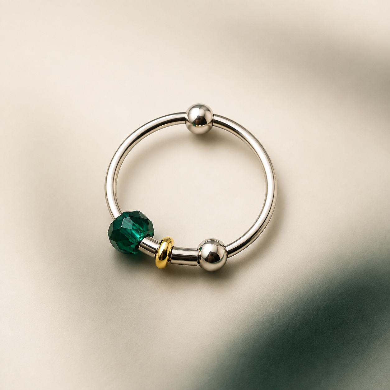 Emerald Arcana Wizard-Inspired Single Hoop Earring | S925 Silver