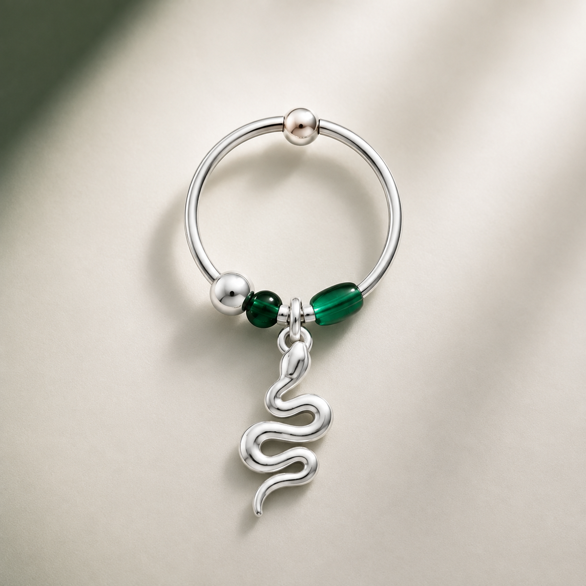 Emerald Arcana Wizard-Inspired Single Hoop Earring | S925 Silver