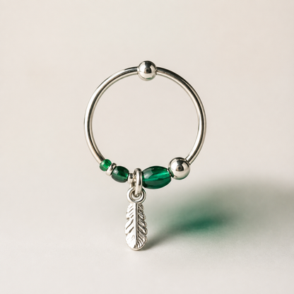 Emerald Arcana Wizard-Inspired Single Hoop Earring | S925 Silver