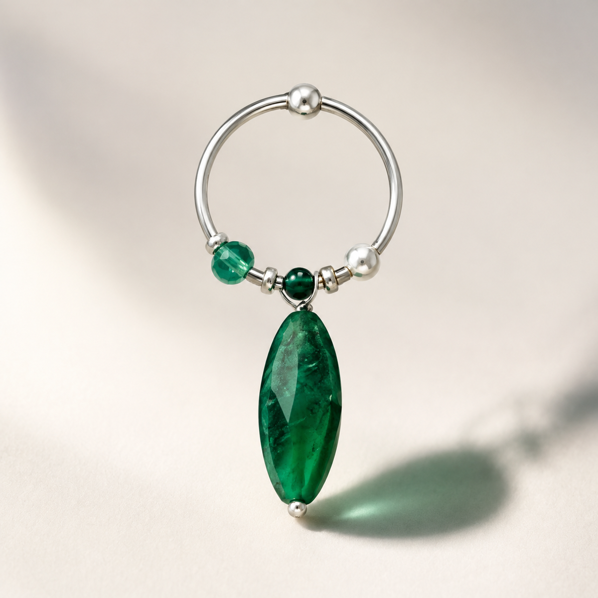 Emerald Arcana Wizard-Inspired Single Hoop Earring | S925 Silver