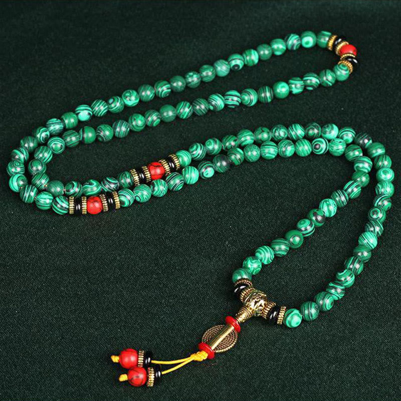 Tibetan 108-Bead Malachite Mala Bracelet