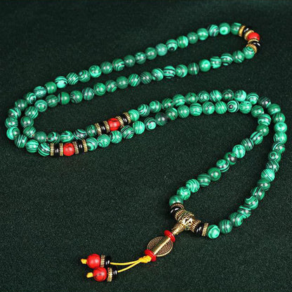 Tibetan 108-Bead Malachite Mala Bracelet