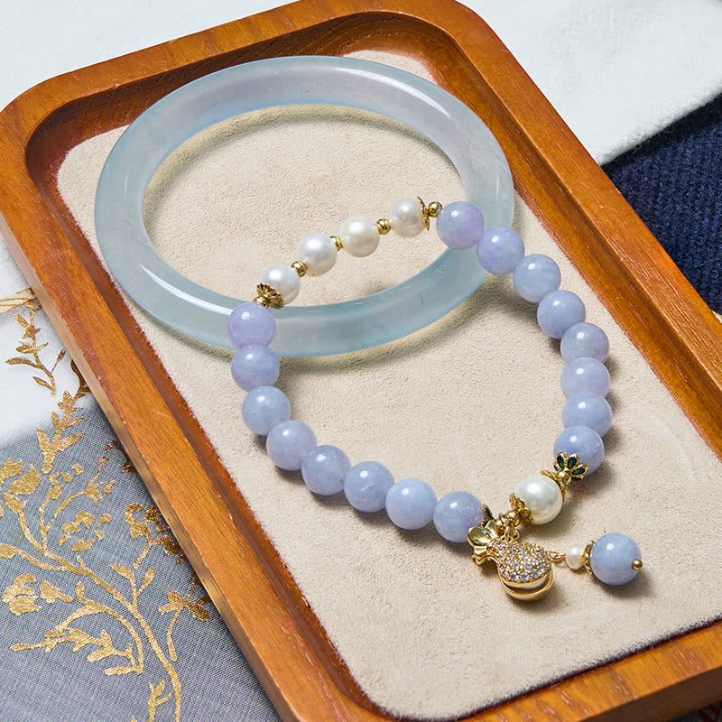 Aquamarine Jade Bracelet and Bangle Set by Worn Within