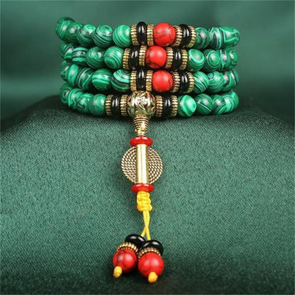 Tibetan 108-Bead Malachite Mala Bracelet