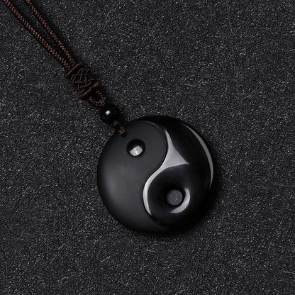 Black Obsidian Nine-Character Mantra Necklace