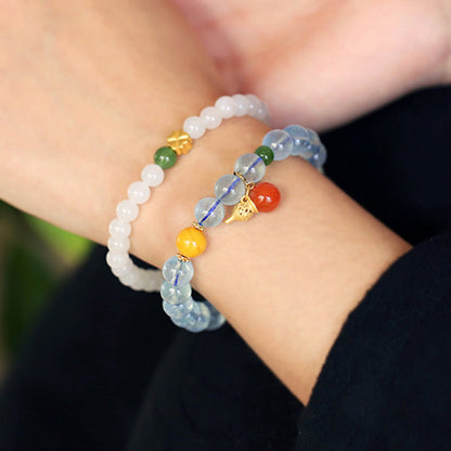Aquamarine Red Agate Gourd Charm Bracelet
