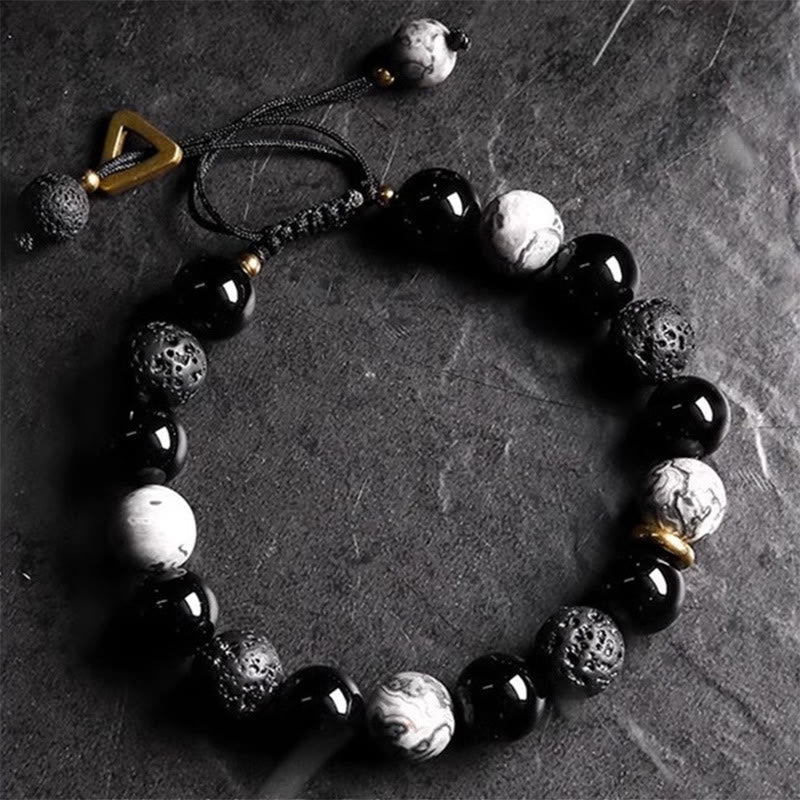 Black Obsidian Lava Rock Bracelet