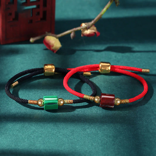Aventurine Malachite Braided Rope Bracelet by Worn Within