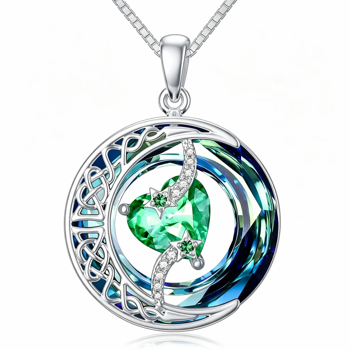 Moonlit Birthstone Heart Necklace | S925 Silver