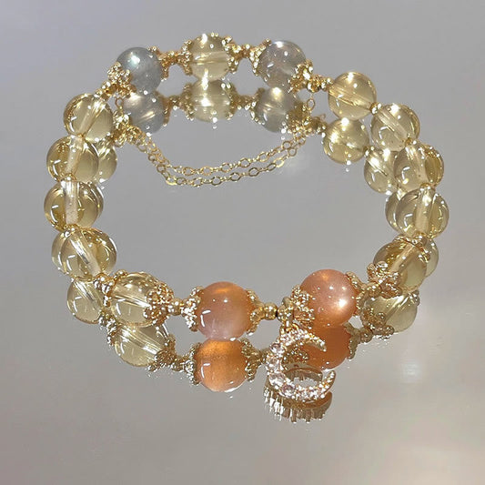 Citrine Crescent Moon Bracelet by Worn Within