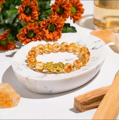 Citrine Pixiu Bead Bracelet