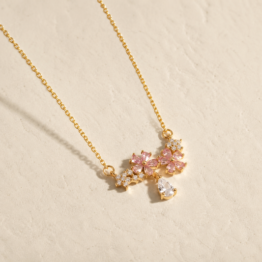Blush Blossom Necklace & Bracelet Set