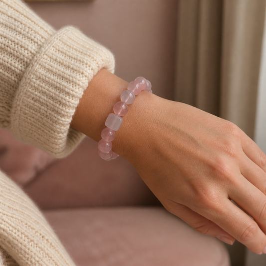 Soft Heart Rose Quartz Bracelet