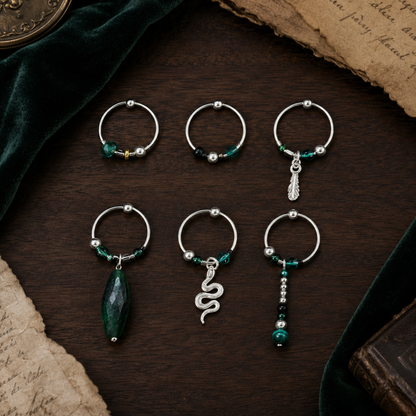 Emerald Arcana Wizard-Inspired Single Hoop Earring | S925 Silver