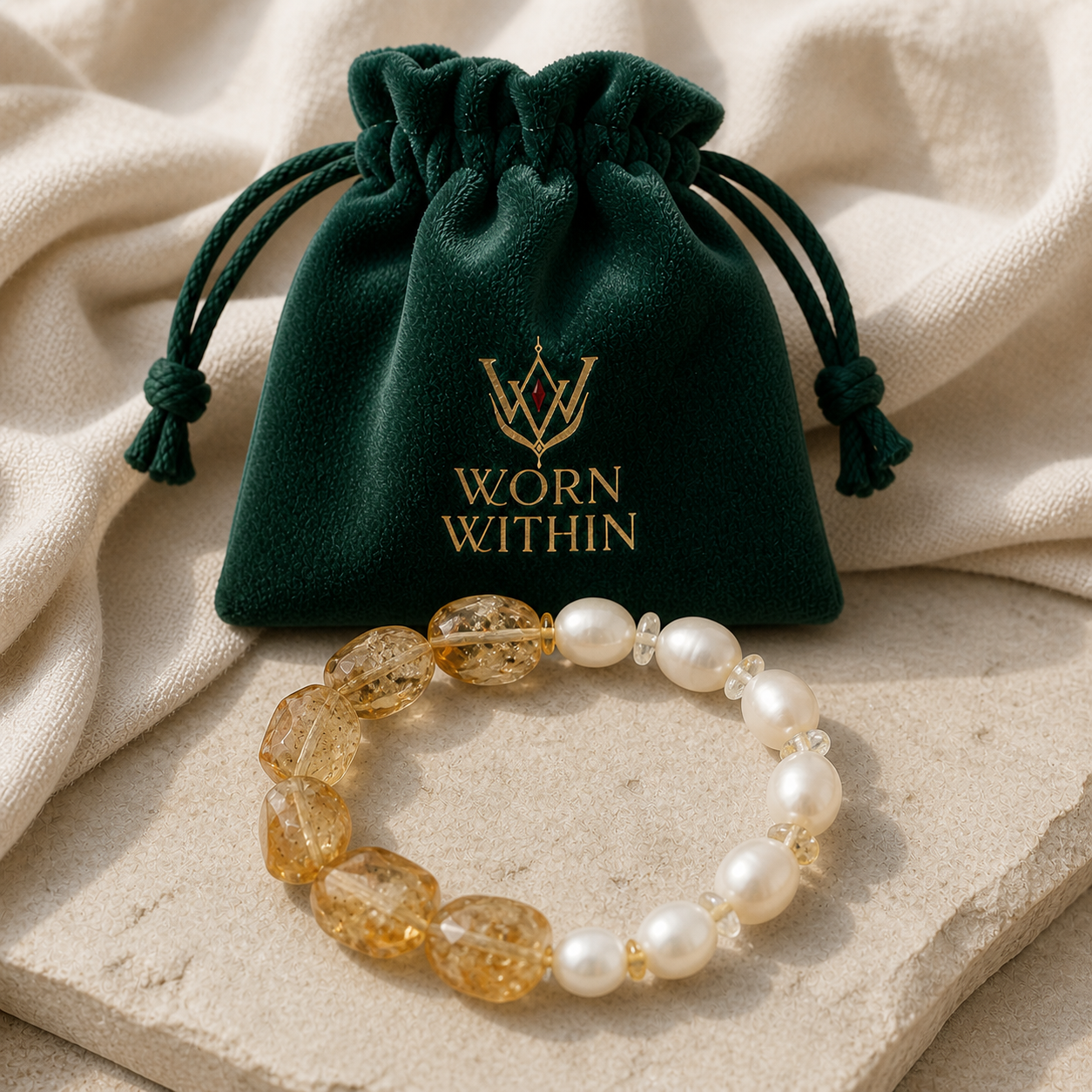 Golden Bloom Citrine & Pearl Bracelet