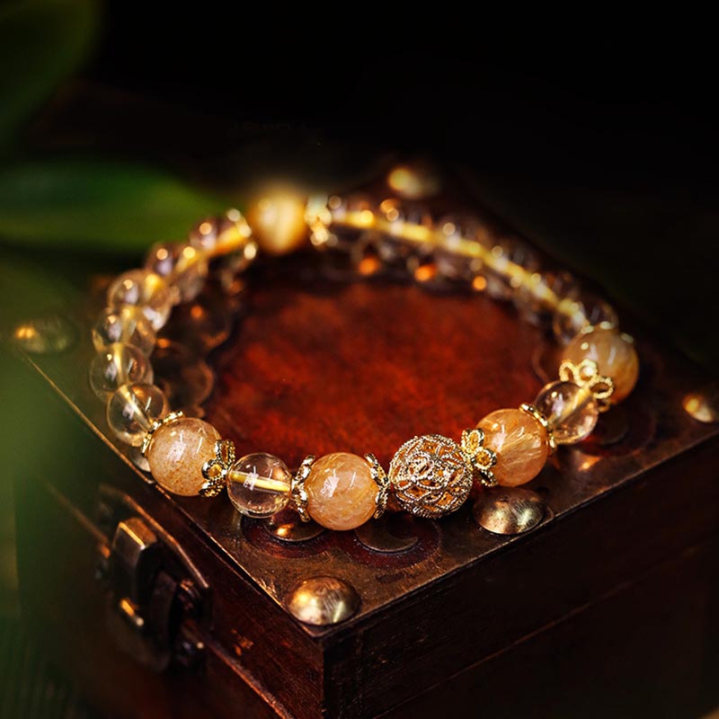Citrine Amethyst Rutilated Quartz Bracelet