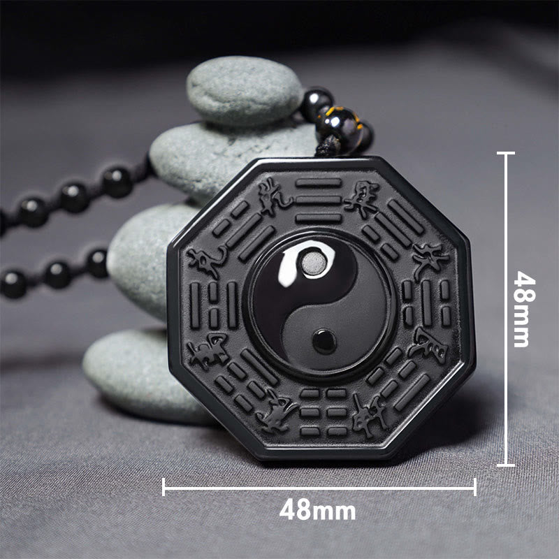 48mm Black Obsidian Yin Yang Necklace