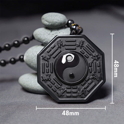 48mm Black Obsidian Yin Yang Necklace