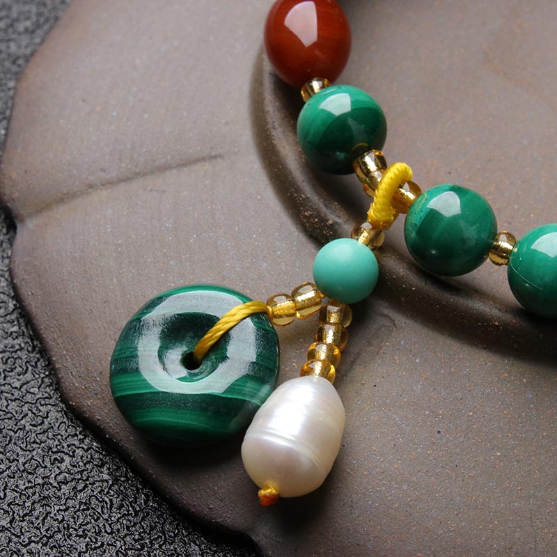 Malachite Red Agate Charm Bracelet